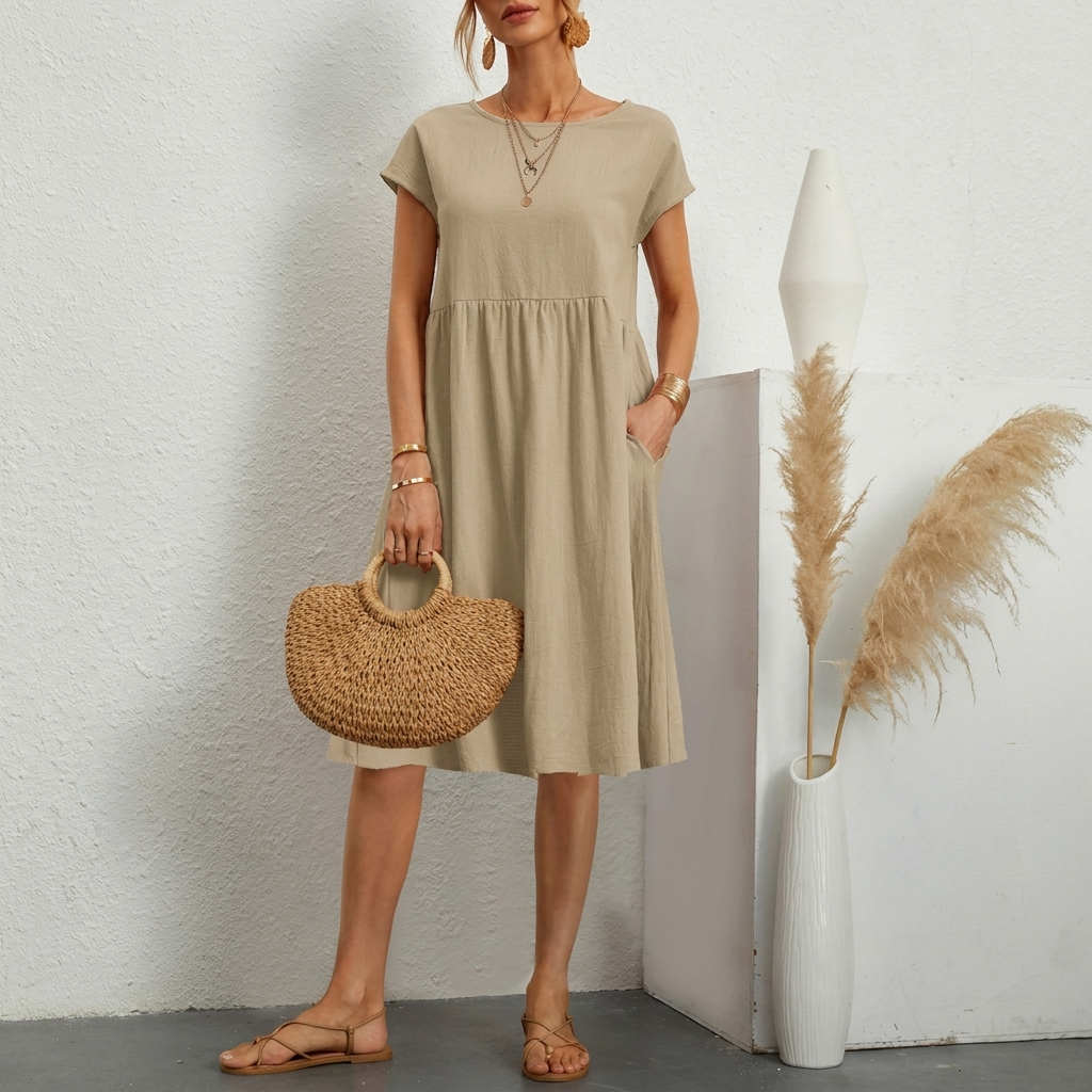Women's Pocket Midi T-Shirt Dress