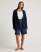 Navy Oversized Cable Knit Cardigan
