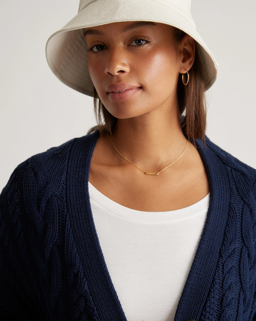 Navy Oversized Cable Knit Cardigan
