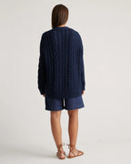 Navy Oversized Cable Knit Cardigan