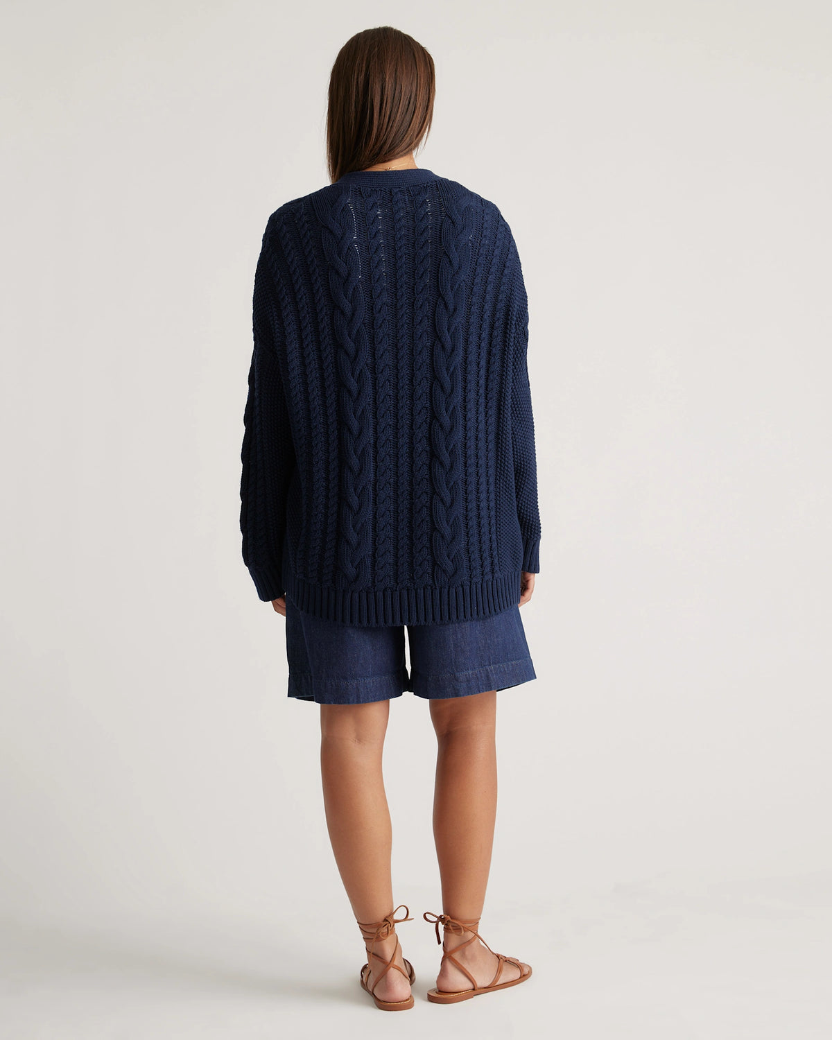 Navy Oversized Cable Knit Cardigan