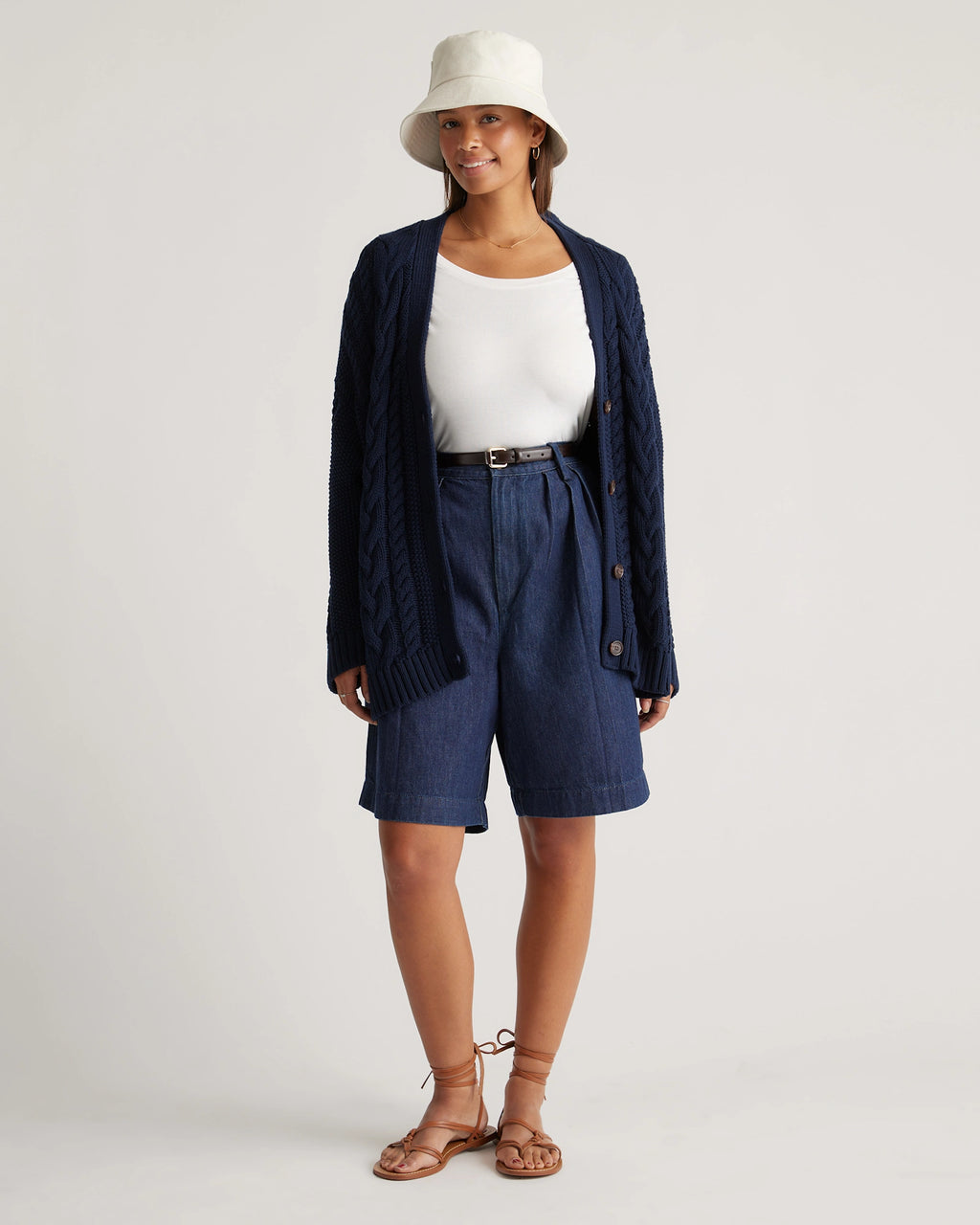 Navy Oversized Cable Knit Cardigan