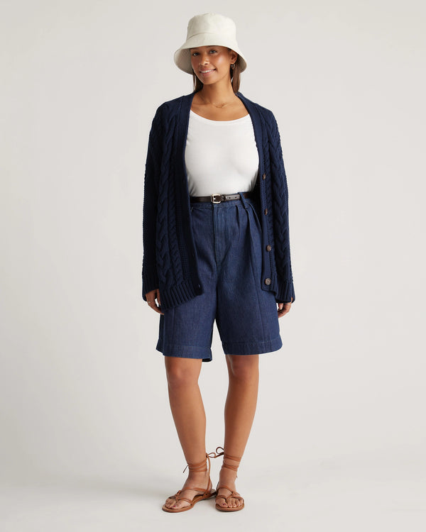Navy Oversized Cable Knit Cardigan