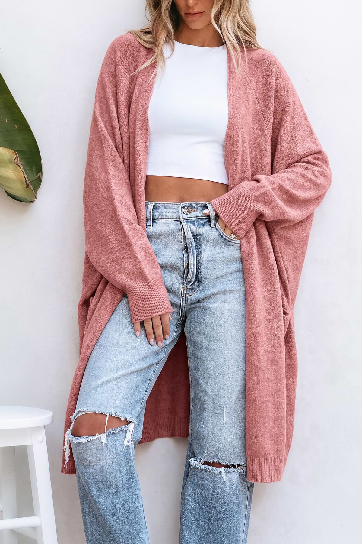 Tan Open Front Dolman Sleeve Duster Cardigan