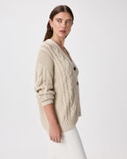 Speckled Beige Oversized Cable Knit Cardigan