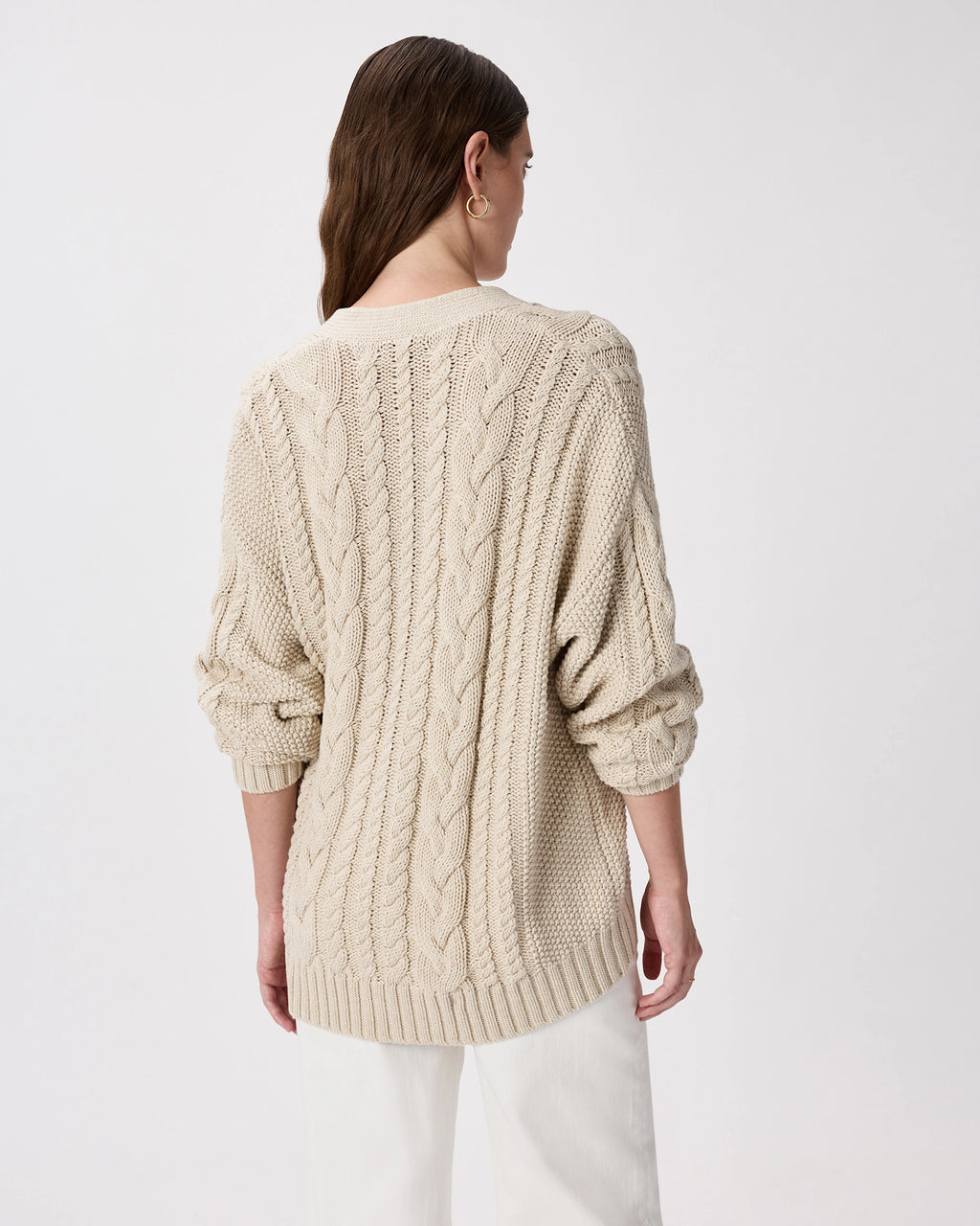 Speckled Beige Oversized Cable Knit Cardigan