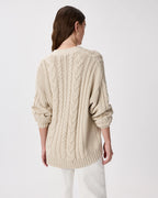 Speckled Beige Oversized Cable Knit Cardigan
